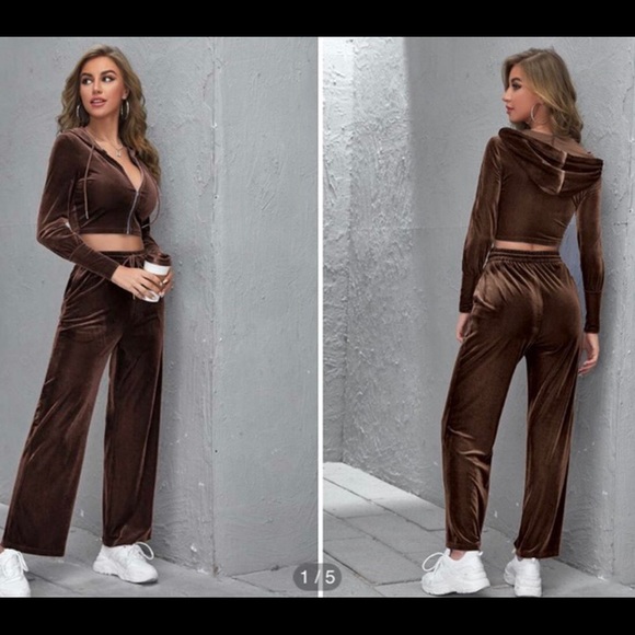 2 piece set brown velvet - Picture 1 of 3